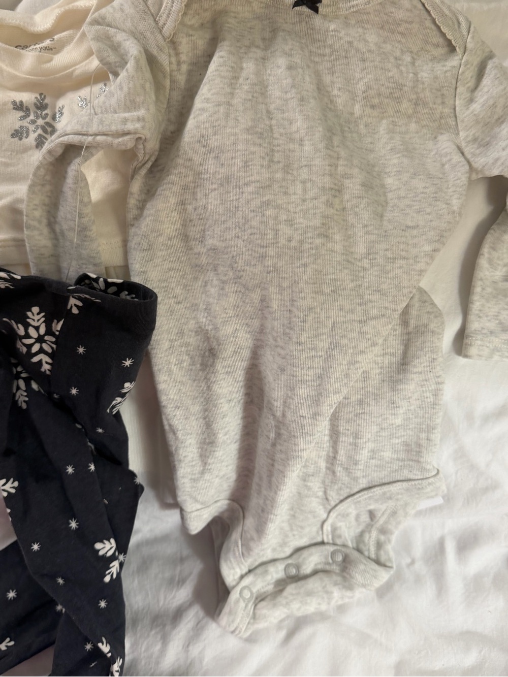 Carter's Navy Snowflake Leggings with Cream Tulle Top & Gray Bodysuit - Picture 3 of 7